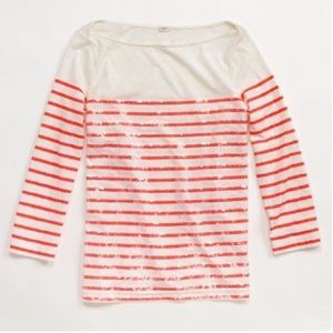 J. Crew Factory Boatneck Striped Sequin Sh…